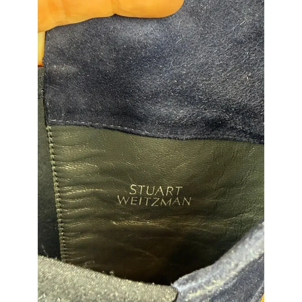 Stuart Weitzman Two Toe Blue 5050 Stretch Suede Over Knee Boots Size Women's 6